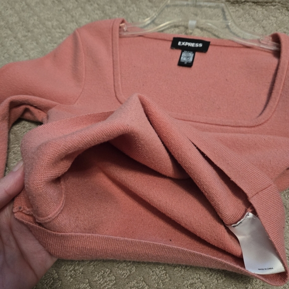 Express Pink Square Neck Long Sleeve Top - Picture 3 of 8
